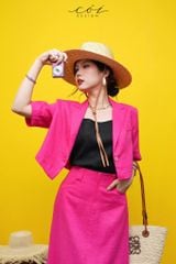 Sét chân váy cổ vest Linen tưng premium Cói Design