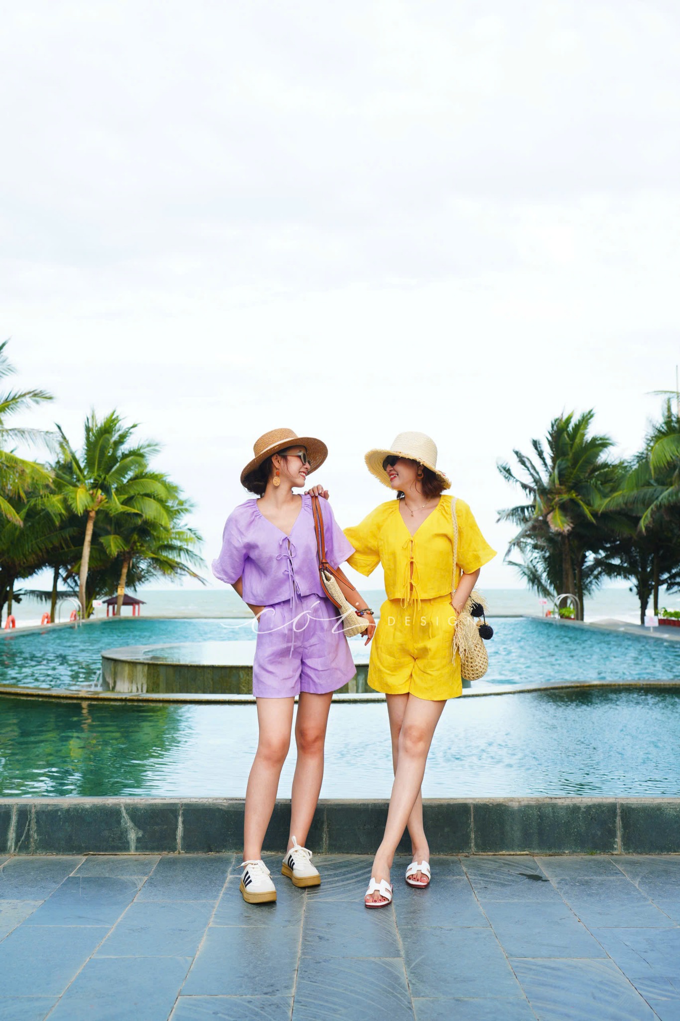 Quần short xếp ly lưng thun Linen tưng premium Cói Design