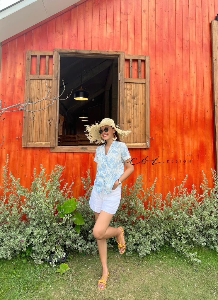 Áo danton họa tiết linen Nữ Cói Design