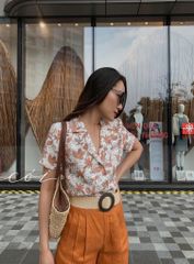 Áo danton họa tiết linen Nữ Cói Design