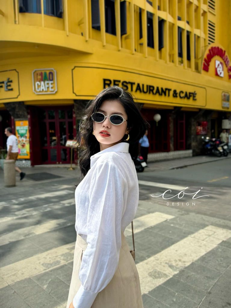 Chân váy suông xẻ tà linen tưng premium Cói Design
