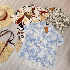 Áo danton họa tiết linen Nữ Cói Design