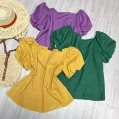 Áo tay bí bẹt vai Linen tưng premium Cói Design