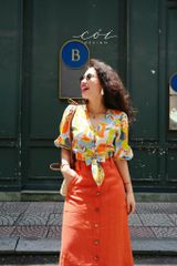 Áo croptop tay bí phối dây linen Cói Design