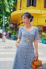 Đầm phối nơ lưng linen hàn Cói Design