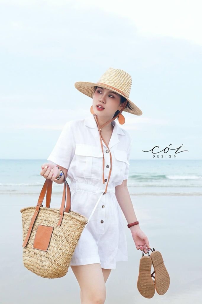 Jumpsuit ngắn cổ danton Linen tưng premium Cói Design