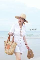 Jumpsuit ngắn cổ danton Linen tưng premium Cói Design