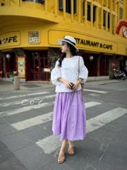 Áo tay phồng hàng nút bọc lưng linen tưng Cói Design
