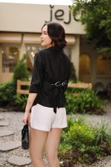 Áo sơ mi xoắn eo Linen tưng premium Cói Design