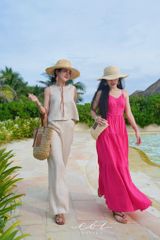Áo sát nách hàng nút lưng linen tưng premium Cói Design