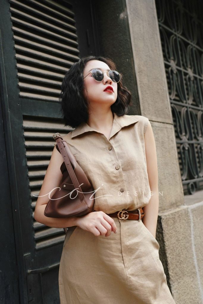 Chân váy xẻ 2 bên Linen tưng premium Cói Design