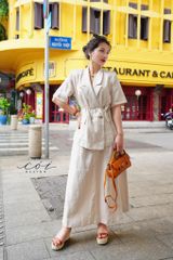 Chân váy xếp ly form A Linen tưng premium Cói Design