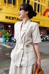 Chân váy xếp ly form A Linen tưng premium Cói Design