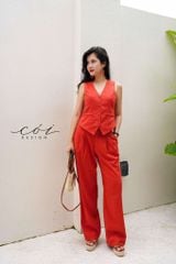 Set Gile Quần Suông Xếp Ly Linen Hàn Cói Design