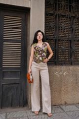 Quần suông phối nút linen tưng premium Cói Design