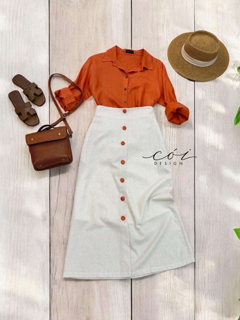 Áo sơ mi lệch vạt linen Cói Design