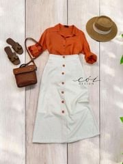 Áo sơ mi lệch vạt linen Cói Design