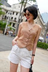 Áo gile phối dây linen tưng premium Cói Design