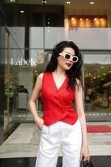 Áo Gile Nút Bọc Linen tưng premium Lá Belle