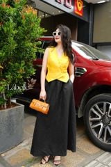 Áo Gile Nút Bọc Linen tưng premium Lá Belle