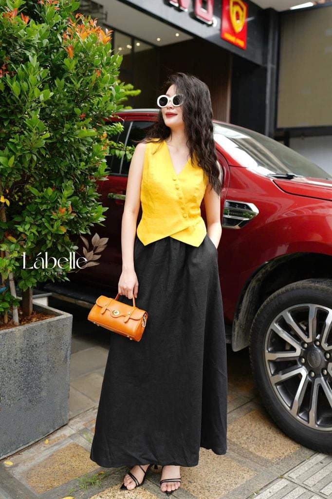 Chân Váy Suông Lưng Thun Linen Lá Bella