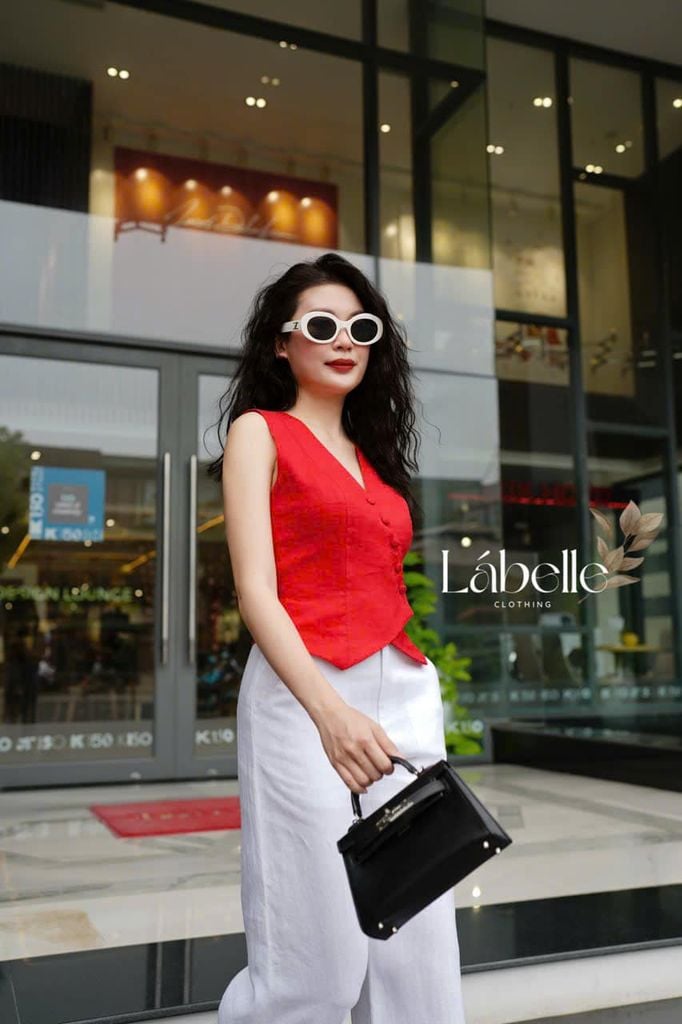 Áo Gile Nút Bọc Linen tưng premium Lá Belle