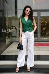 Áo Gile Nút Bọc Linen tưng premium Lá Belle