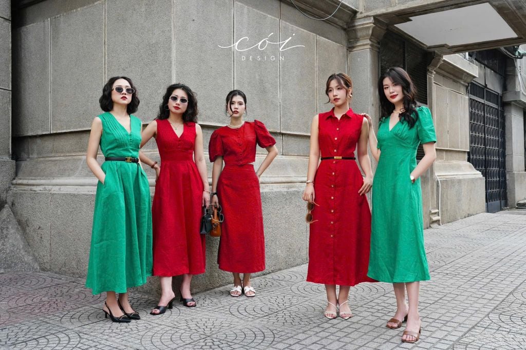 Đầm sát nách cổ sơ mi Linen tưng premium Cói Design