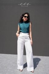 Quần suông phối nút linen tưng premium Cói Design