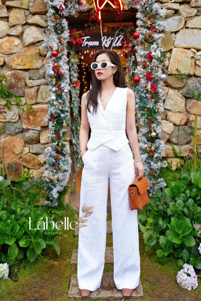 Áo Gile Nút Bọc Linen tưng premium Lá Belle