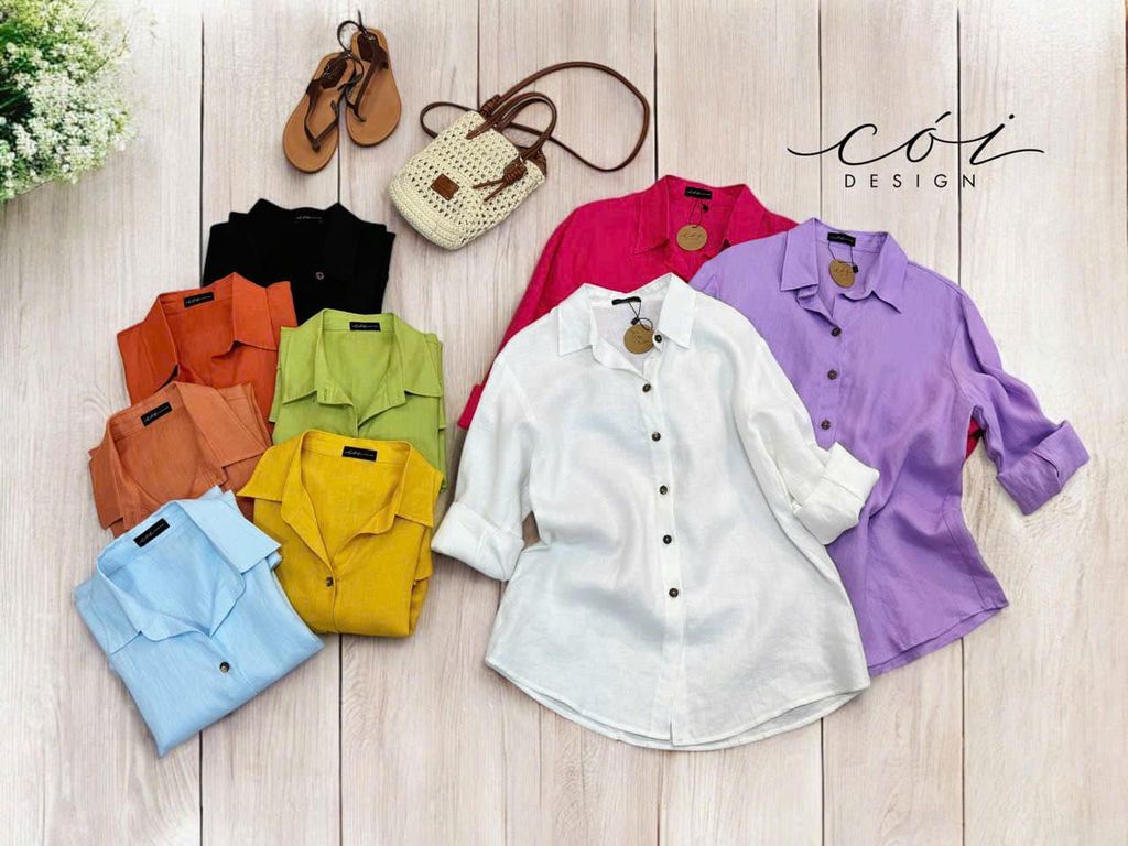 Áo sơ mi suông linen tưng premium Cói Design