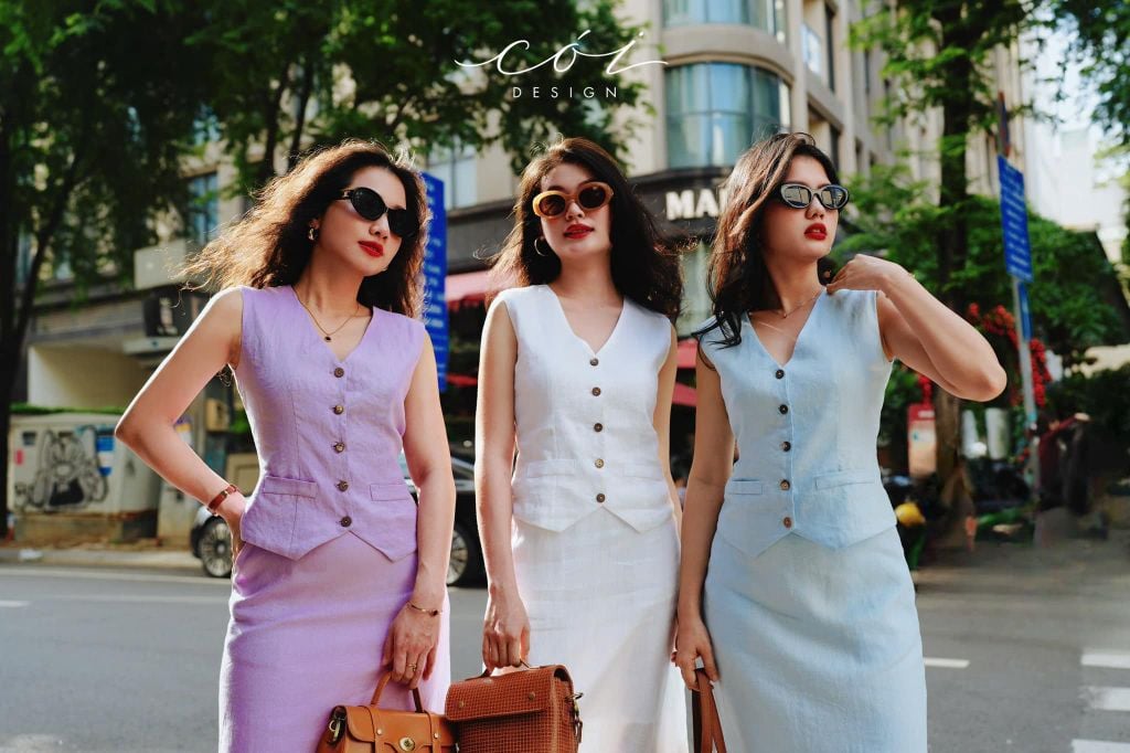 Chân váy suông xẻ tà linen tưng premium Cói Design