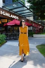 Đầm sát nách cổ sơ mi Linen tưng premium Cói Design