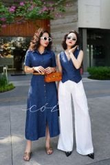 Áo gile nút bọc Linen tưng premium Cói Design