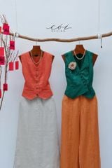 Quần suông ly giữa Linen tưng premium Cói Design