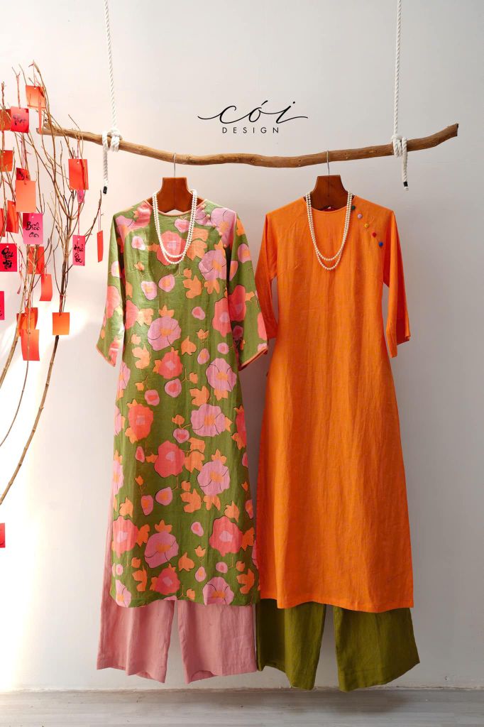 Áo dài sắc xuân Linen tưng premium Cói Design
