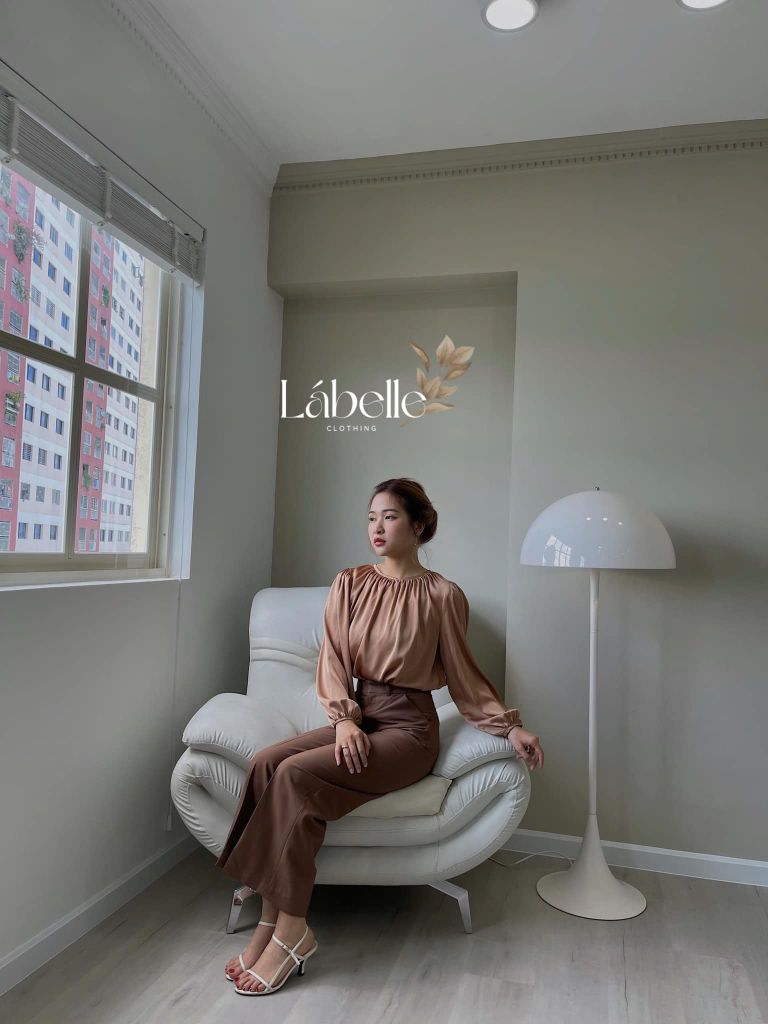 Quần ống suông gold Lá Belle