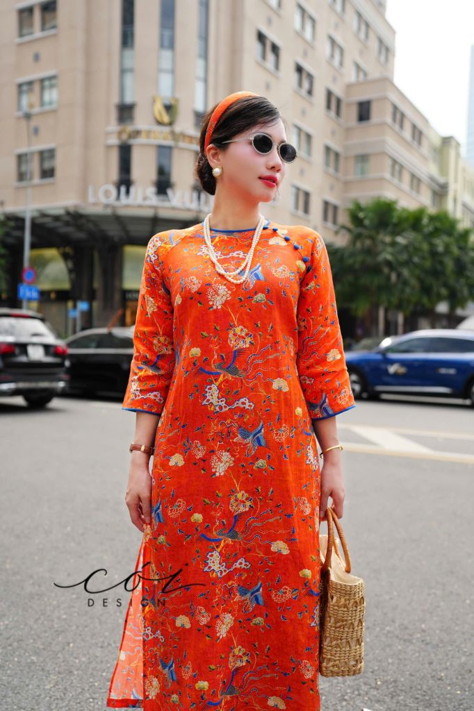 Set Áo Dài Sắc Xuân kèm quần suông Cói Design