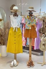 Áo sát nách croptop cổ sơ mi Linen Cói Design