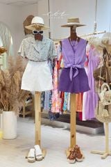 Áo sát nách nút bọc phối dây Linen tưng premium Cói Design