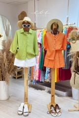 Áo cánh dơi cổ sơ mi Linen tưng premium Cói Design