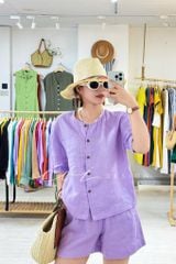 Áo cổ tròn tay xếp linen tưng premium Cói Design