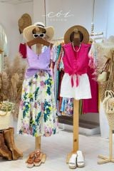 Áo sát nách nút bọc phối dây Linen tưng premium Cói Design