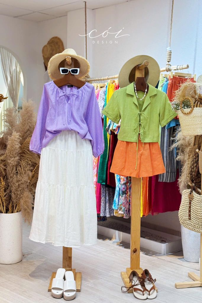 Áo danton thắt nơ linen tưng premium Cói Design