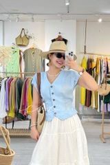 Áo gile tay xếp Linen Cói Design