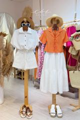 Áo danton thắt nơ linen tưng premium Cói Design