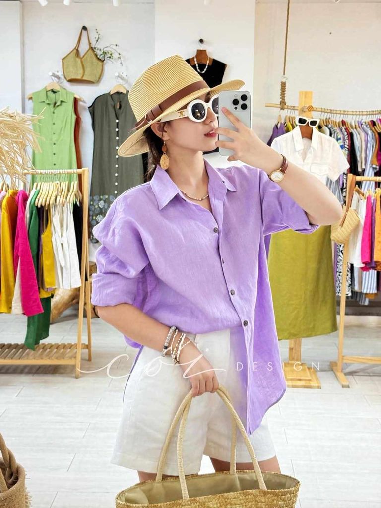 Áo sơ mi suông linen tưng premium Cói Design