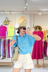 Áo sơ mi nút bọc tay liền Linen tưng premium Cói Design