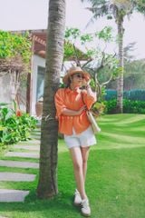 Áo cánh dơi cổ sơ mi Linen tưng premium Cói Design