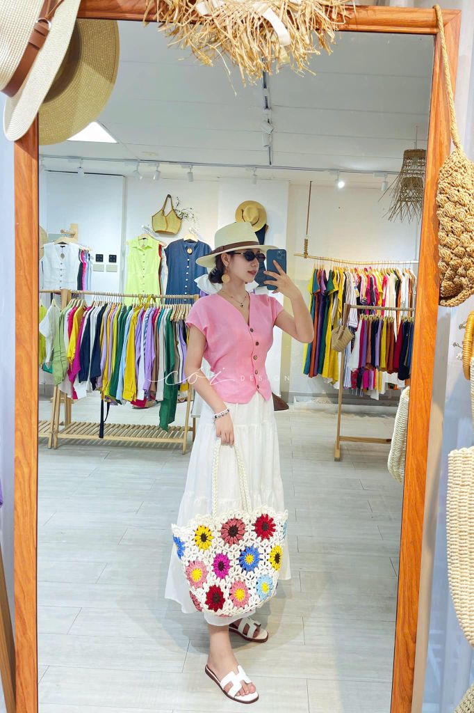 Áo gile tay xếp Linen tưng premium Cói Design